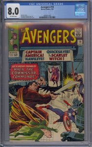 AVENGERS #18 CGC 8.0 HAWKEYE SCARLET WITCH CAPTAIN AMERICA JACK KIRBY