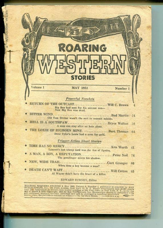 ROARING WESTERN STORIES #1 05/1953-KEY PUBS-1ST ISSUE-COVERLESS-fr