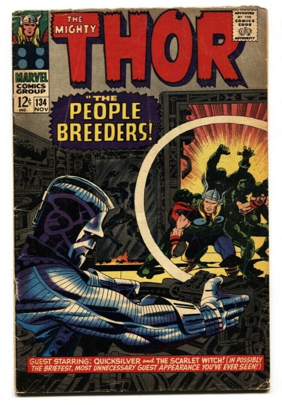 THOR #134 1966-MARVEL KIRBY INTRO HIGH EVOLUTIONARY VG