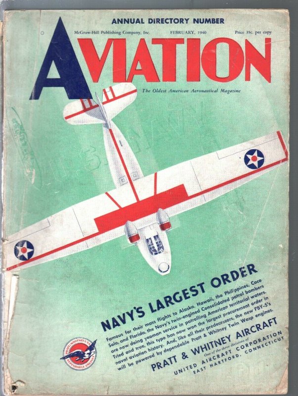 Aviation 2/1940-Pre-WWII-aircraft-photos & info-100+ pages-G