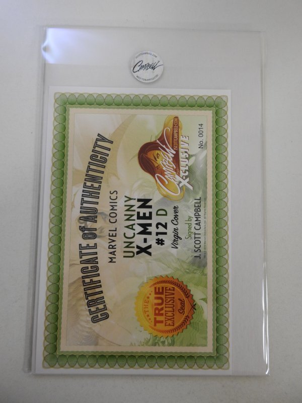 Uncanny X-Men #12 Campbell Cover D (2019) Signed by Campbell Cert sealed!