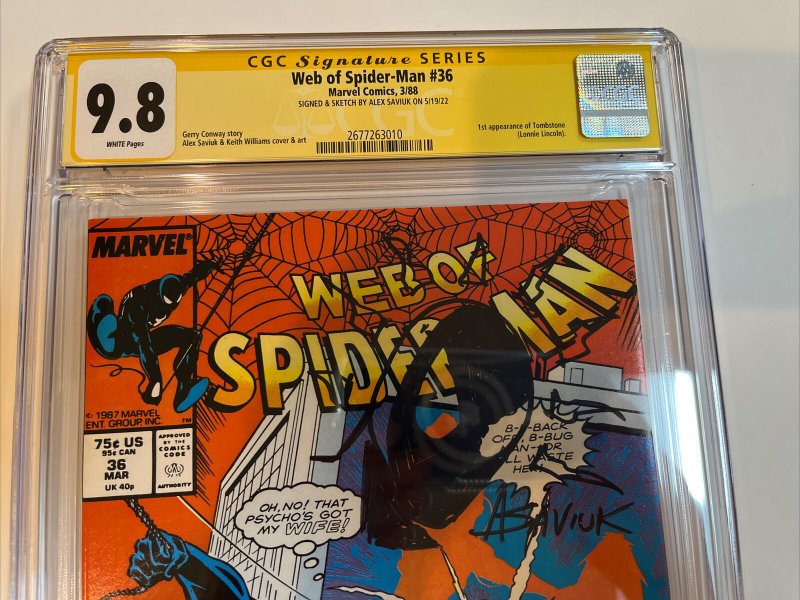 Web Of Spider-Man (1988) # 36 (CGC 9.8 SS) Signed Remark (Spider-Man) Saviuk