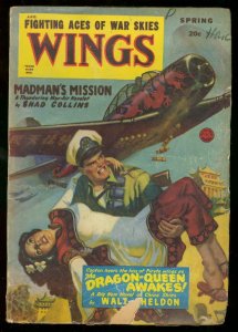 WINGS SPRING 1950 FICTION HOUSE DRAGON PLANE  GIRL CVR G+