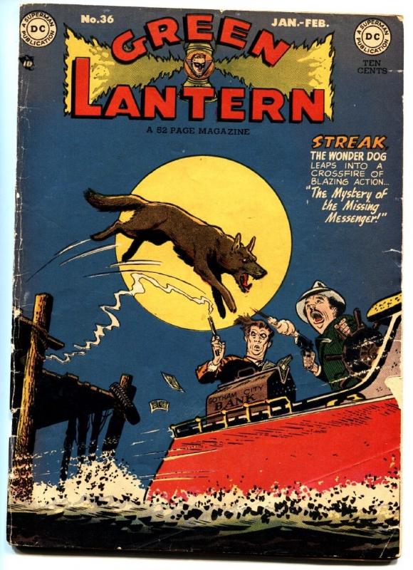 GREEN LANTERN #36-DC STREAK THE WONDER DOG COVER 1949-GOLDEN-AGE