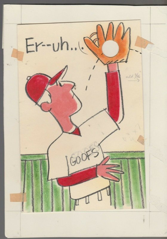 HAPPY FATHERS DAY Cartoon Baseball Pitcher 5x7 Greeting Card Art