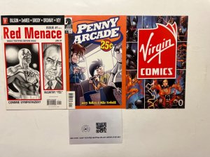 3 Indie Comics Red Menace # 1 + Penny Arcade # 1 + Virgin Comics # 0 88 JS46