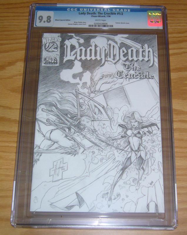 Lady Death: Crucible #½ CGC 9.8 wizard canvas sketch variant with COA 1 ...