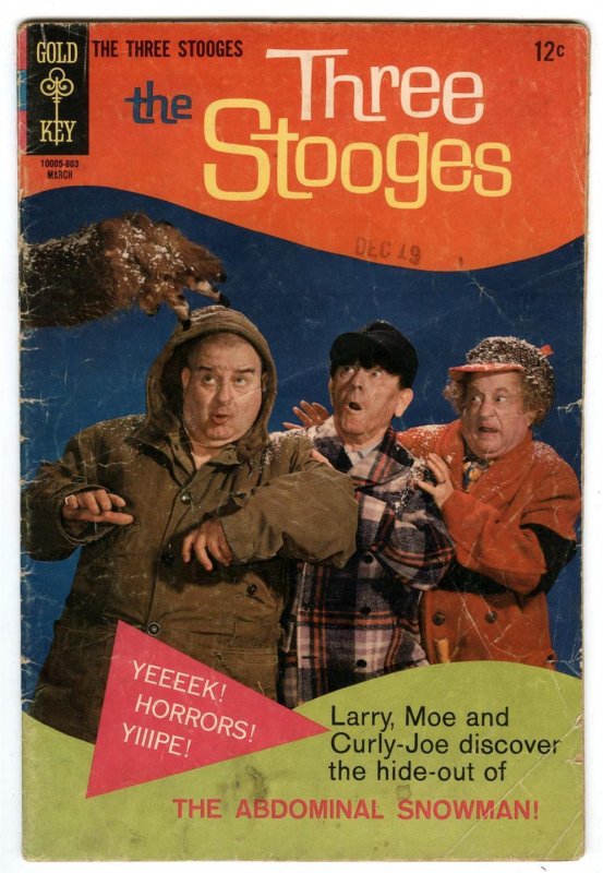 Three Stooges #38 March 1968 Larry, Moe & Curly-Joe vs MONSTER Photo Cover