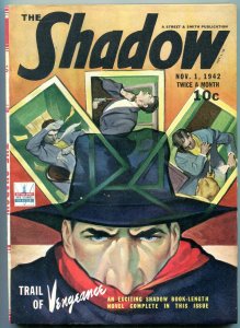 PULP:  SHADOW PULP NOVEMBER 1 1942-TRAIL OF VENGEANCE GREAT ROZEN COVER VF