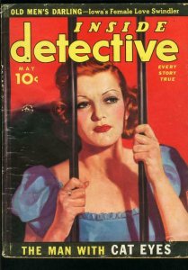 INSIDE DETECTIVE MAY 1939-TRUE CRIME0FISHER COVER-TIGER WOMAN FR/G