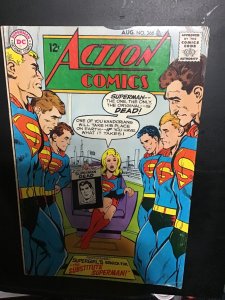 Action Comics #366 (1968). Mid-grade Supergirl, Supermen cover JLA key! FN