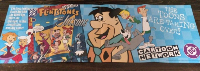 Cartoon Network Promo Banner Poster 11 x 34 Flintstones & Jetsons 1997 DC  