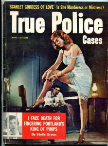 True Police Cases April 1958- Redhead stocking classic cover-king of pimps VG-