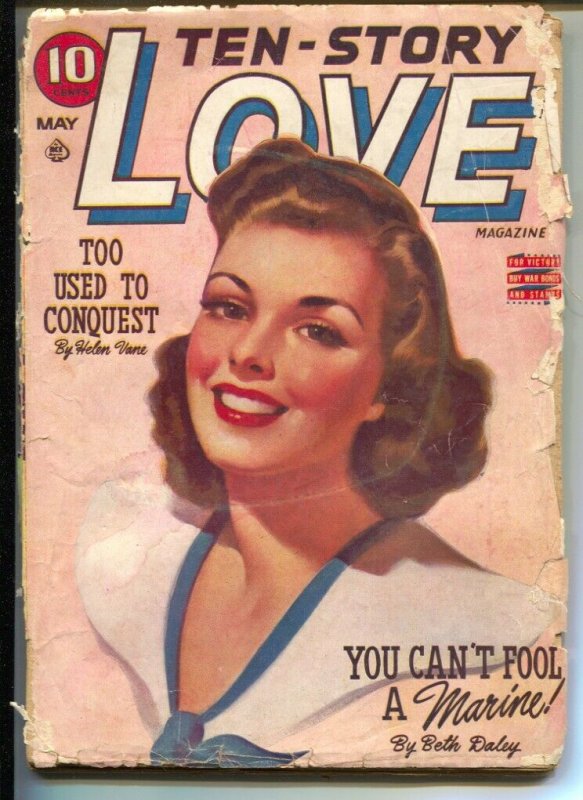 Ten-Story Love 3/1943-pin-up girl cover-female pulp fiction authors-WWII-FR/G