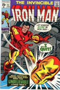 Iron Man 21  F/VF  1969