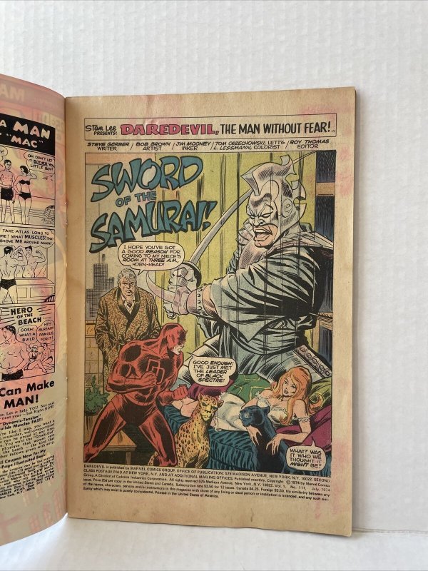 Daredevil #111 1st Appearance Silver Samurai Shanna The She Devil App. 