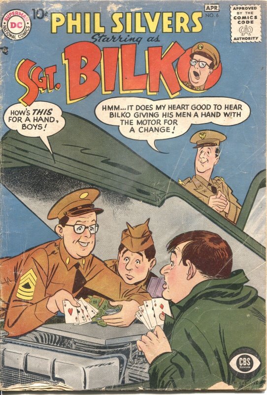 SGT BILKO #6--1958--PHIL SILVERS TV SERIES COMIC BOOK--CARD GAME COVER-RARE-D C