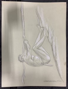 Original GRAY MORROW Climbing TARZAN Color Pencil Comic Art Sketch!