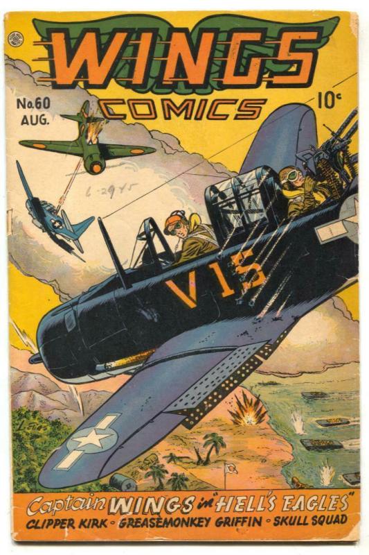 Wings #60 1945- Fiction House-  Hells Eagles G