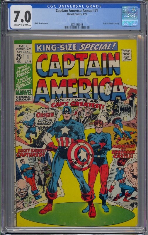 CAPTAIN AMERICA ANNUAL #1 CGC 7.0 ORIGIN CAPTAIN AMERICA