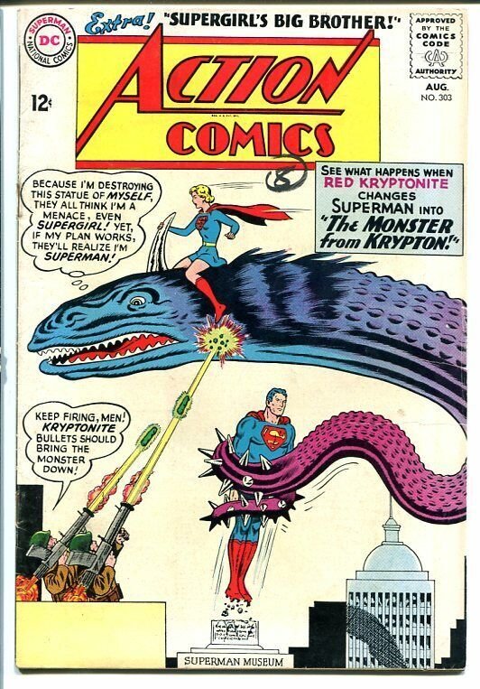 ACTION COMICS #303 DC SUPERMAN 1963 Red Kryptonite-Cool VG