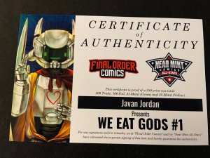 WE EAT GODS #1 Foil Edition, Signed/Remarked by Javan Jordan, COA, NM Condition