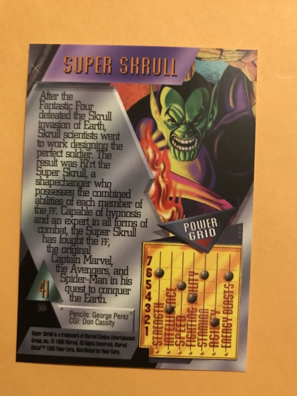 SUPER SKRULL #41 card : Marvel Metal 1995 Fleer Chromium; NM/M base, Fantastic 4