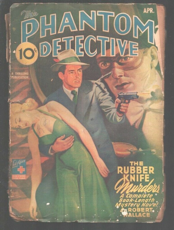 Phantom detective 4/1944-Thrilling-Rudolph Belarski GGA cover-Hero pulp-Myste...