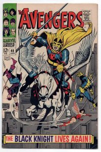 AVENGERS 48, F+, 1968 MARVEL COMICS, BLACK KNIGHT SOLO COVER AND STORY