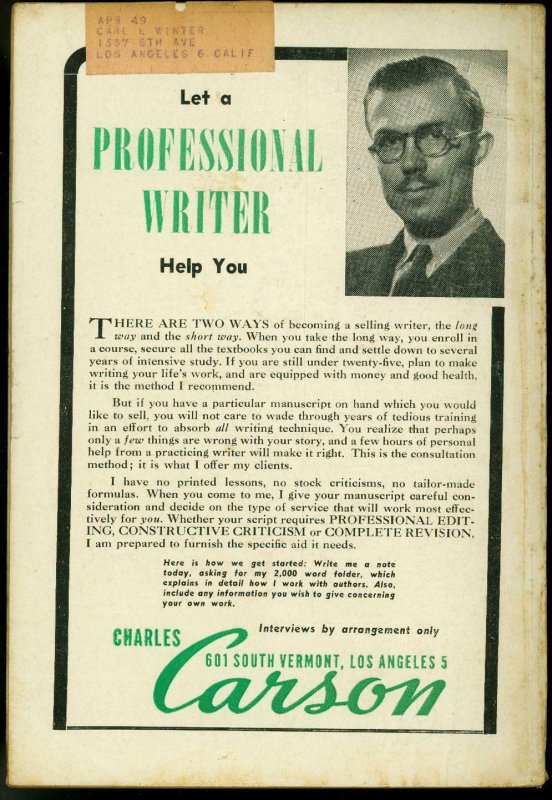 Writer's Digest April 1948- Kingsley Tufts- Johnston McCulley VG