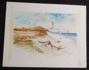 THANK YOU Seagulls Flying over Beach Dunes 9.5x7.5 Greeting Card Art #20043