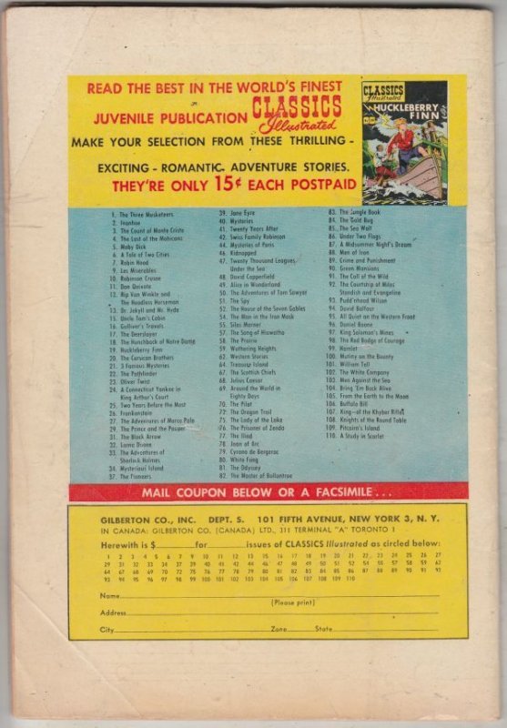 Classics Illustrated #109 (Jul-53) VG+ Affordable-Grade 