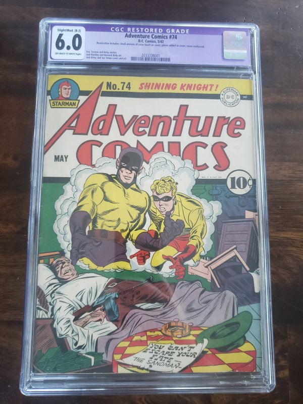 Adventure Comics 74 CGC 6.0 purple restoration label