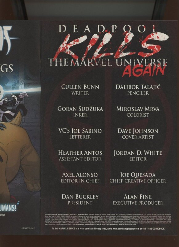 (2017) Deadpool Kills the Marvel Universe Again #1: VARIANT COVER! (9.0/9.2)