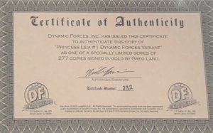 Star Wars Princess Leia #1 (2015) Dynamic Forces Variant SIGNED IN GOLD W/COA NM