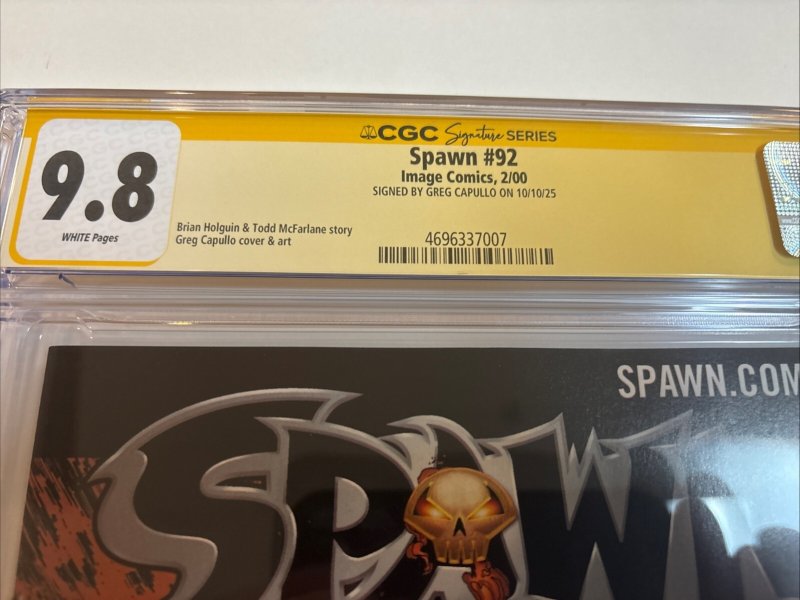 Spawn (2000) # 92 (CGC 9.8 SS) Signed Greg Capullo * Image Comics