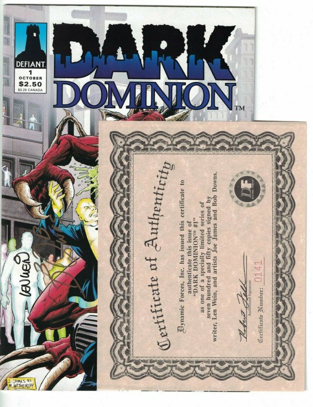 Dark Dominion #1 VF/NM signed by Wein + James + Downs w/COA (141/750) - Defiant