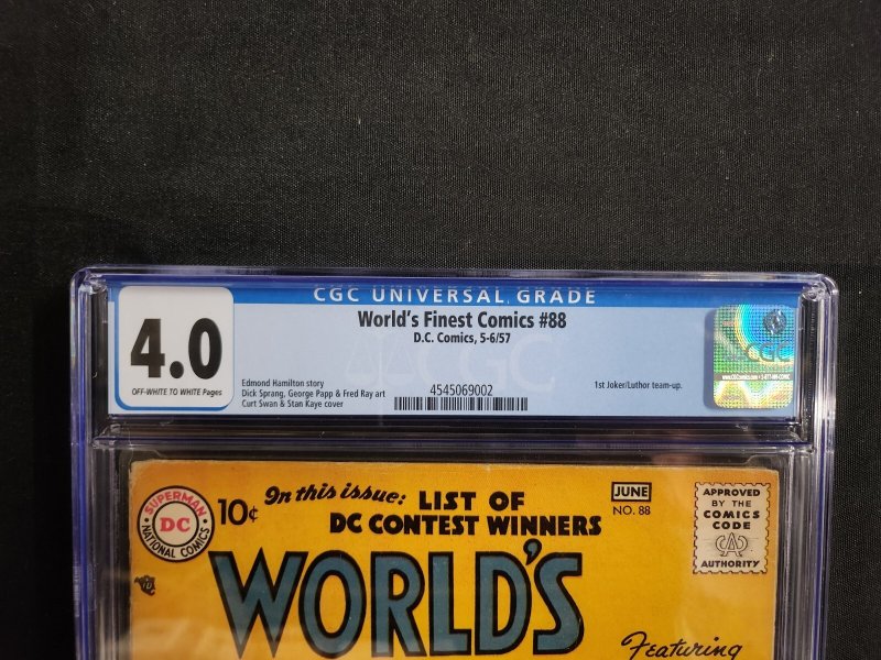 World's Finest Comics #88 - 1st Joker & Lex Luthor Team-Up (CGC 4.0) 1957