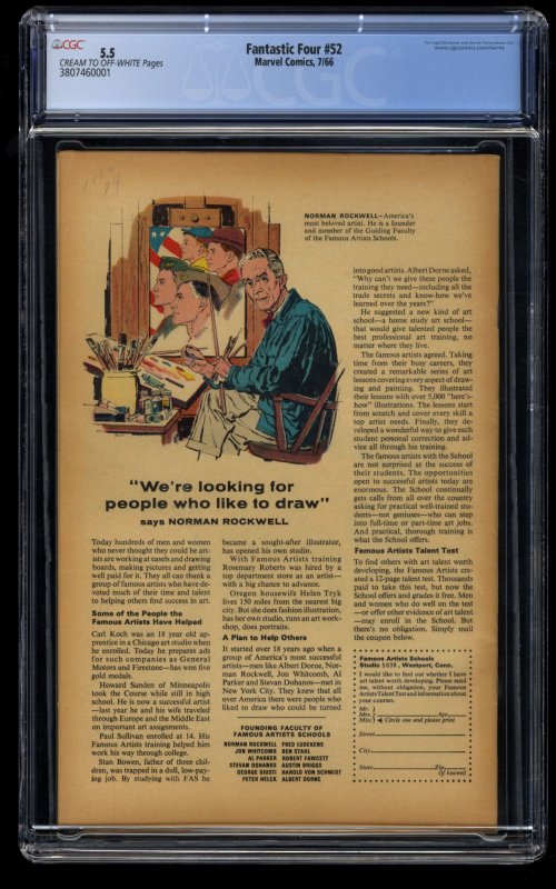 Fantastic Four #52 CGC FN- 5.5 1st Black Panther!