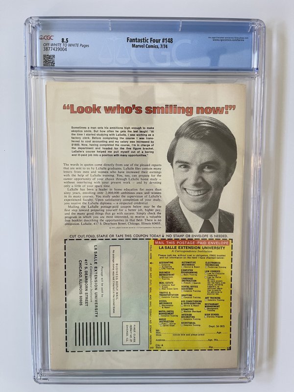 Fantastic Four #148 - CGC 8.5 -  Frightful Four app.  (1974)