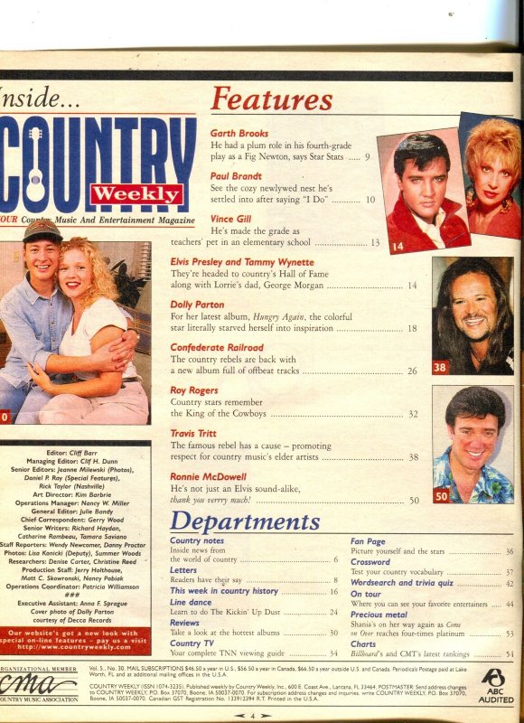 Country Weekly-Dolly Parton-Roy Rogers-Travis Tritt-Elvis Presley-July-1998