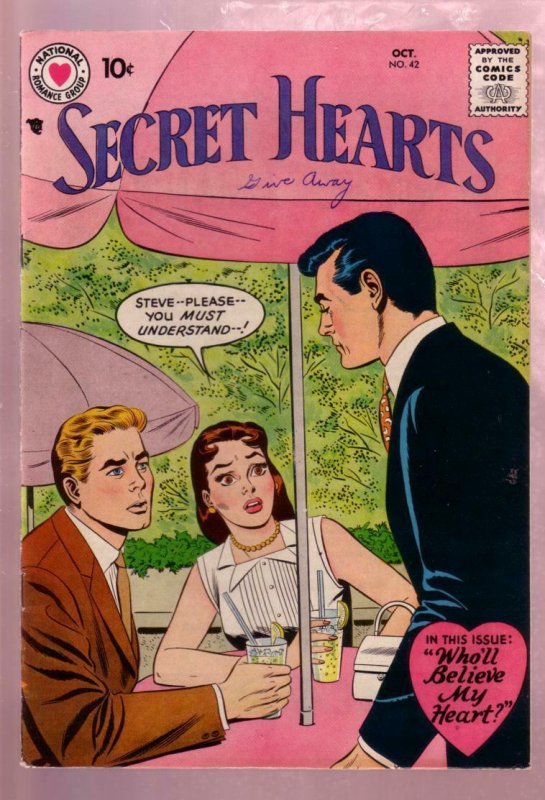SECRET HEARTS #42 1957-PERSONAL LOVE STORIES-DC ROMANCE VF-
