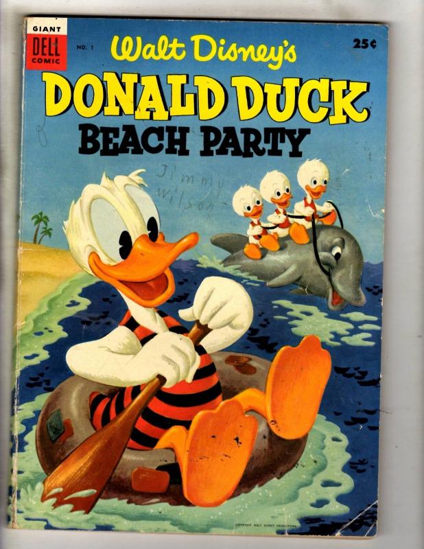 Walt Disney's Donald Duck Beach Party #1 FN- Dell Comic Book Golden Age 1954 JL2