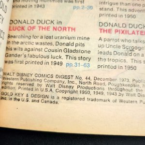 WALT DISNEY COMICS DIGEST #44 VF+ (1973) Carl Barks / 4 Donald Duck Adventures