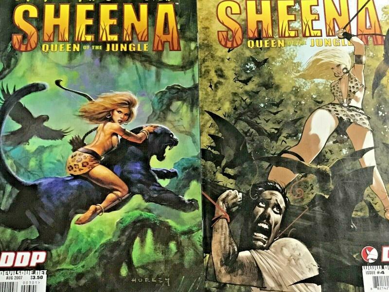 SHEENA QUEEN OF THE JUNGLE#1-4 VF/NM LOT 2007 DEVILS DUE COMICS