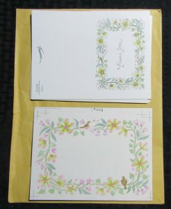 THANK YOU Flowers & Birds Border 7x5.25 Greeting Card Art #T1918 w/ 6 Cards