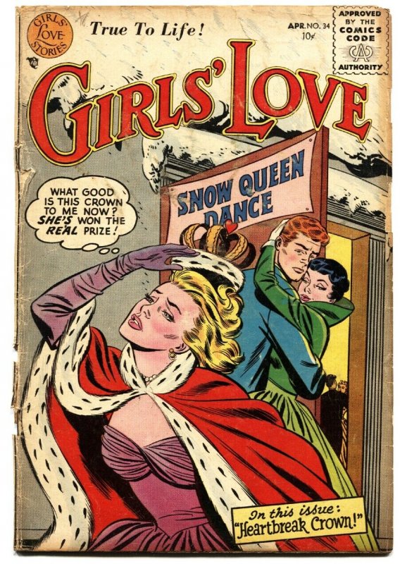 GIRLS LOVE STORIES #34 1955-ROMANCE-FIRST CODE ISSUE-DC g-