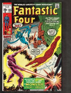 Fantastic Four #105 ~ The Monster Stalks The Streets ~ 1970 (8.0) WH