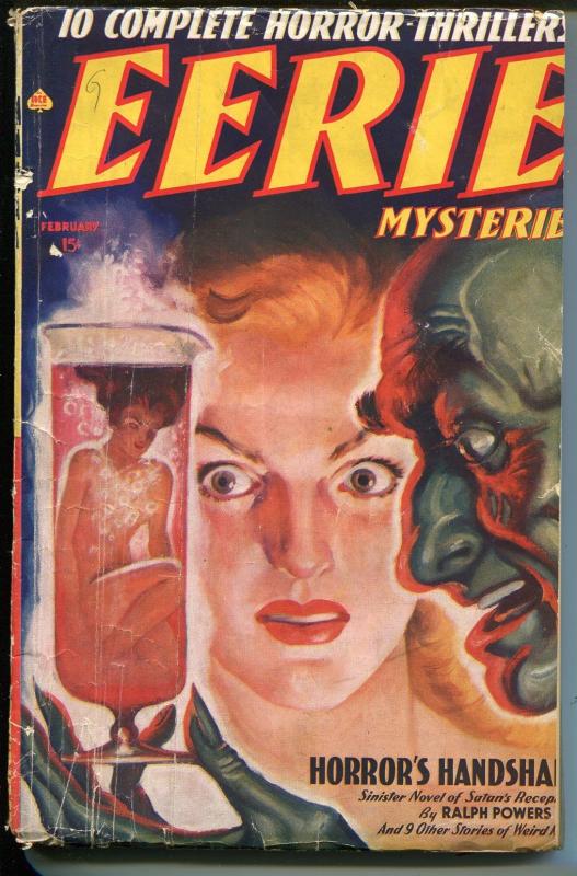 Eerie Mysteries #3-2/1939-testube woman cover-violent art-horror pulp-G/VG