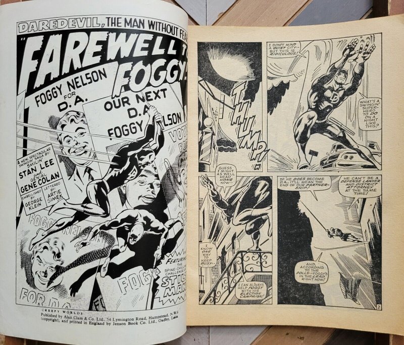 CREEPY WORLDS #114 UK Comics (Alan Class 1970) Reprints Daredevil #48